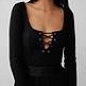 Lace-Up Scoop Neck Tee